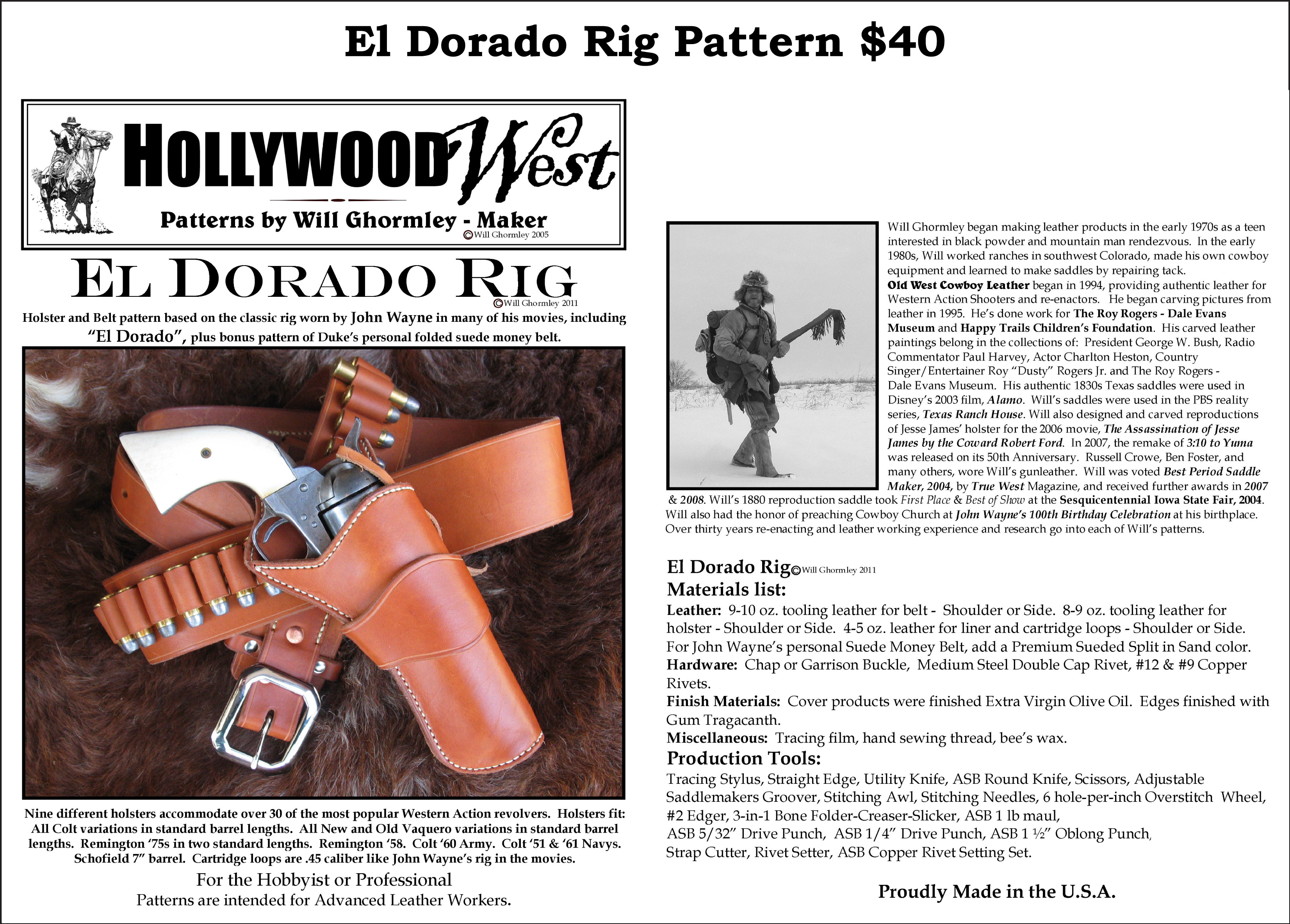 El Dorado Rig Pattern — $40.00